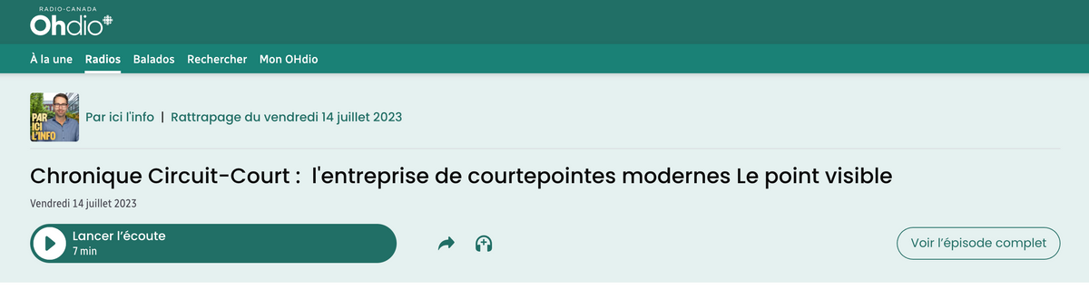 RADIO-CANADA : l'entreprise de courtepointes modernes Le point visible